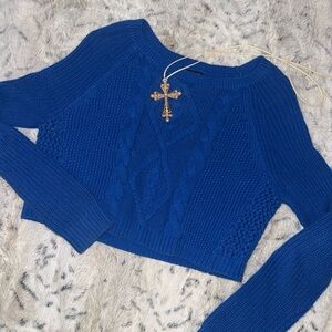 Y2k Blue Express cropped knit sweater